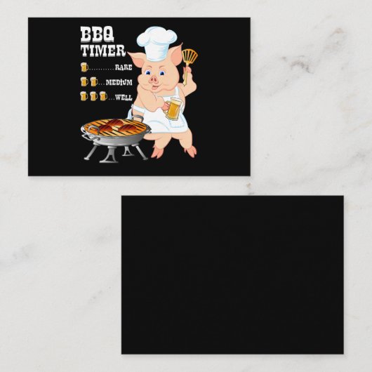 バブク| BBQタイマーピグがバーベキューのビール好きの男性をグリル 名刺 (正面/裏面)