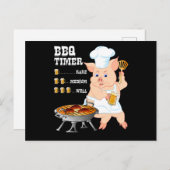 バブク | BBQタイマー、豚のグリル、バーベキュー、ビール好きの男性 シーズンポストカード (正面/裏面)