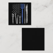 バブク| BBQ豚肉を焼き、米国国旗料理シェフ スクエア名刺 (正面/裏面)