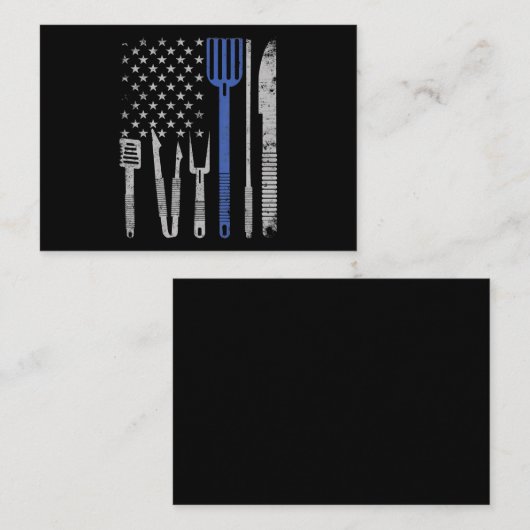 バブク| BBQ豚肉を焼き、米国国旗料理シェフ 名刺 (正面/裏面)