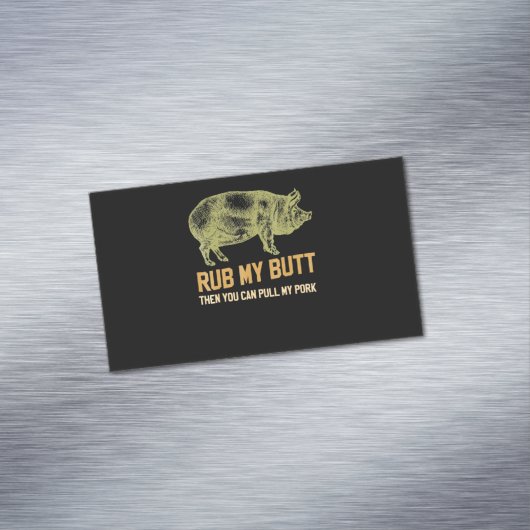 バブク|BBQ，豚の豚のIdおもしろいの煙を焼いて焼く マグネット名刺 (インサイチュ)