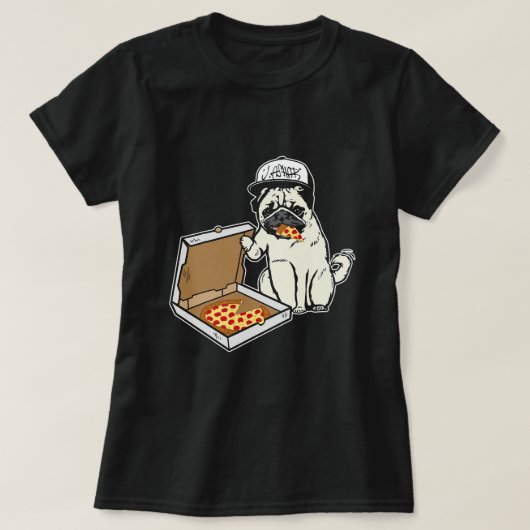 バブザプグ犬の食べピザJustin Ashar Snapbac Tシャツ (デザイン正面)