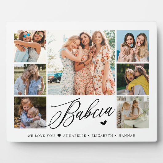 バブシア我々あなたを愛する写真コラージュタイポグラフィ フォトプラーク (正面)