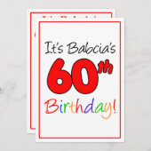 バブシア60thマイルストーンバースデーパーティーお祝い 招待状 (正面/裏面)