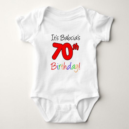 バブシア70誕生日 ベビーボディスーツ (正面)
