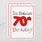 バブシア70thマイルストーンバースデーパーティーお祝い 招待状 (正面/裏面)
