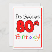 バブシア80thマイルストーンバースデーパーティーお祝い 招待状 (正面)