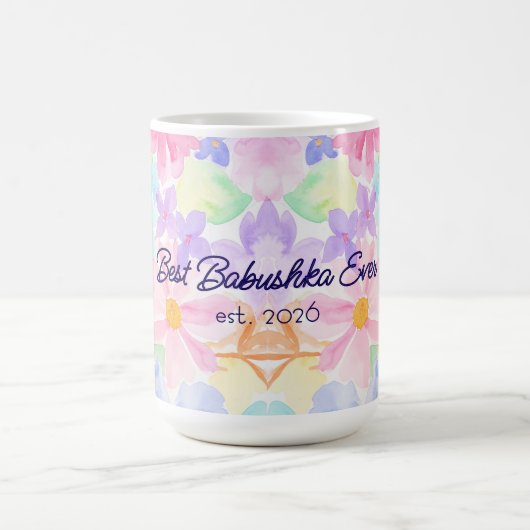 バブシュカ母の日水彩花柄 コーヒーマグカップ (中央)