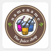 バブモダンルティーミルクショップカフェカフェ店名 スクエアシール (正面)