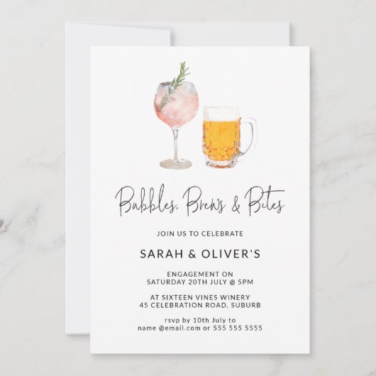 バブモダンル&ブレウズワイン婚約招待状 招待状 (正面)