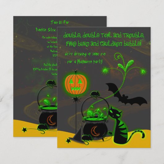 バブリングカルドロンハローウィンパーティ招待状 招待状 (正面/裏面)