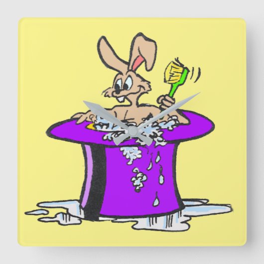 バブリングバニー正方形の壁の時計カスタマイズ可能 スクエア壁時計 (正面)