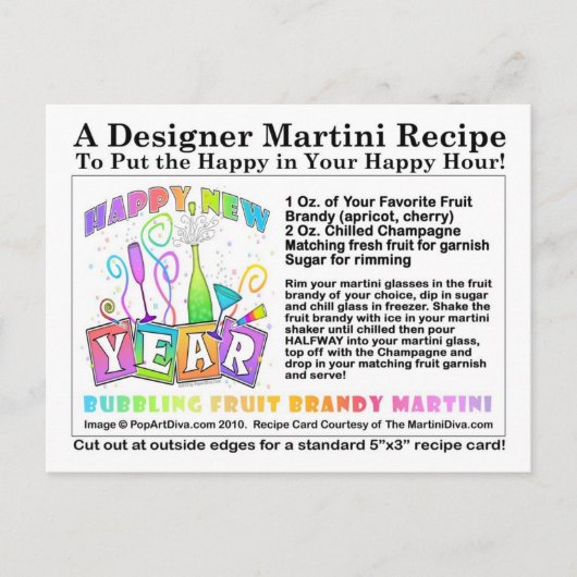 バブリングフルーツブランディマルティーニレシピポストカード ポストカード (正面)