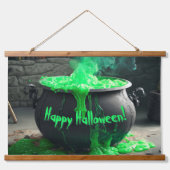 バブリング魔女のカルドロンハロウィーン 吊り下げ型タペストリー (正面)