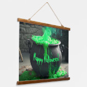 バブリング魔女のカルドロンハロウィーン 吊り下げ型タペストリー (傾斜あり)