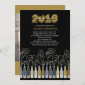 バブリーお祝い卒業写真パーティー招待状 招待状 (正面/裏面)