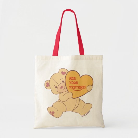 バブリーかわいいベアーピンク色のスウェットシャツ トートバッグ (正面)