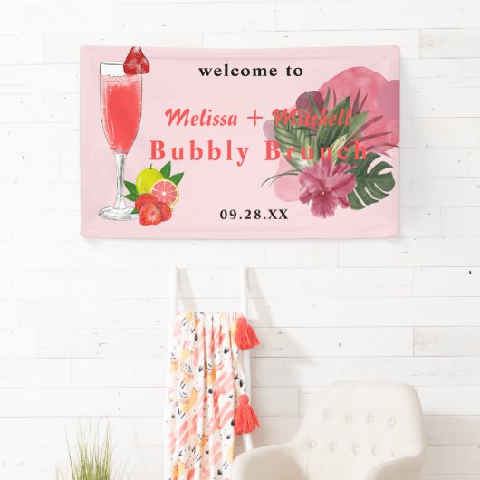 バブリーとブランチのミモサのシャンパンへようこそ 横断幕 (インサイチュ)