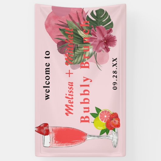 バブリーとブランチのミモサのシャンパンへようこそ 横断幕 (縦)