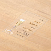 バブリーのランチプロセッコ真珠ブライダルシャワー 澄ん アクリル招待状 (レイダウン)