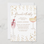 バブリーカクテル金ゴールドグリッターブライダルブランチ 招待状 (正面)