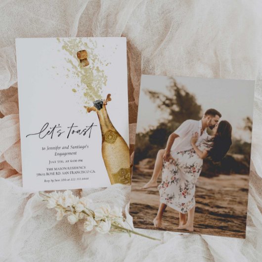 バブリーカップル婚約パーティ写真招待状 招待状