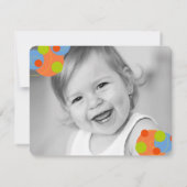 バブリーカラフルドットキッド写真ガールバースデーパーティー 招待状