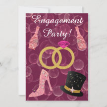 バブリーバラシャンパン婚約パーティ招待状