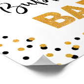 バブリーバーパーティーサインブラックと金ゴールドグリッター ポスター (角)