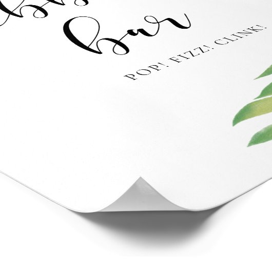 バブリーバー水の色の葉緑の結婚のサイン ポスター (角)