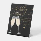 バブリーバー結婚ブライダルシャワーの黒と金ゴールド 台座サイン (正面)