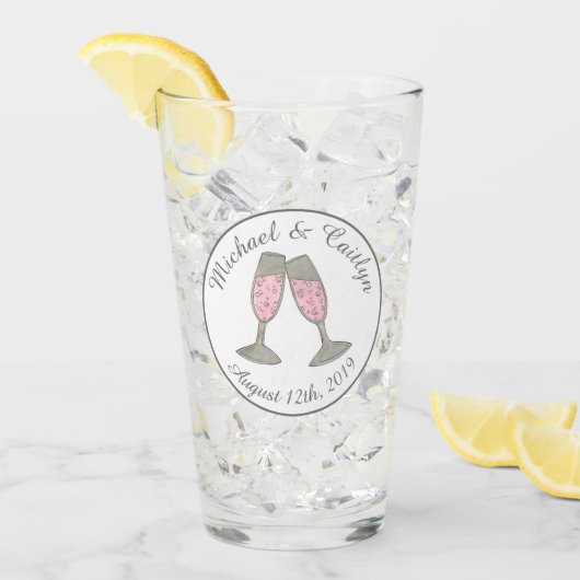 バブリーピンクシャンパングラストースト結婚式の引き出物 タンブラーグラス (アイス正面)