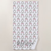 バブリーピンクシャンパンダイヤモンドリングや輪 パーソナライズされた ビーチタオル (正面)