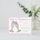 バブリーピンクシャンパントースト応援ブライダルシャワー インビテーションポストカード (スタンド正面)