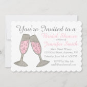 バブリーピンクシャンパントースト応援ブライダルシャワー 招待状 (正面)