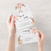 バブリーブランチブライダルシャワーパンパスグラスRSVP オールインワン招待状 (貼ってはがせる)