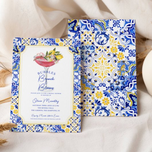 バブリーブランチ地中海のレモンブライダルシャワー 招待状