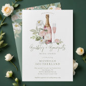 バブリープロセッコウォーターカラーブーケブライダルシャワー 招待状