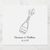 バブリーポッピングシャンパンお洒落ボトル結婚ズ スパークリングワインラベル (シングルラベル)