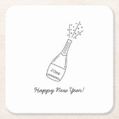 バブリーポッピングシャンパンボトル大晦日 スクエアペーパーコースター (正面)