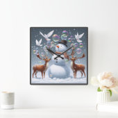 バブリー吹雪の時計 スクエア壁時計 (ホーム)