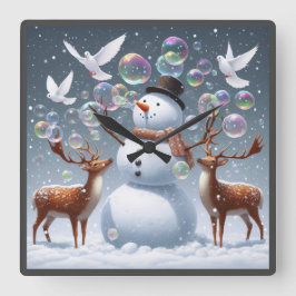 バブリー吹雪の時計 スクエア壁時計