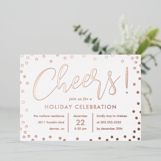 バブリー応援フォイルホリデーパーティー招待状 箔シーズンカード (立ち正面)