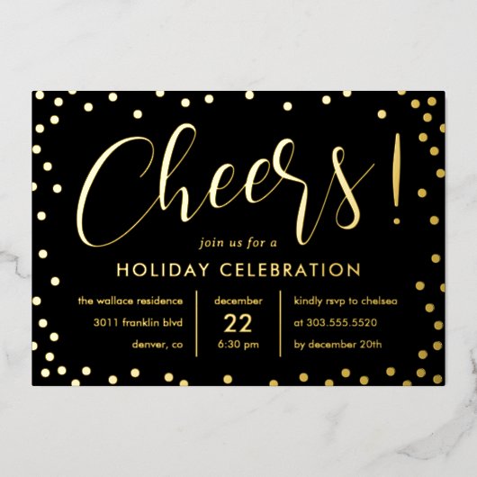 バブリー応援フォイルホリデーパーティー招待状 箔シーズンカード (正面)