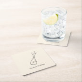 バブリー誕生日ウィズポップシャンパンボトル スクエアペーパーコースター (インサイチュ)