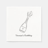 バブリー誕生日ウィズポップシャンパンボトル スタンダードカクテルナプキン (正面)