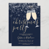 バブリー雪の結晶の冬のクリスマスパーティー 招待状 (正面/裏面)