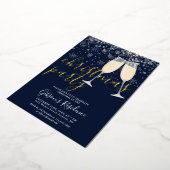 バブリー雪の結晶ウィンタークリスマスパーティー金ゴールド 箔シーズンカード (回転した状態)