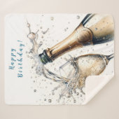 バブリー・シャンパンハッピーバースデー シェルパブランケット (正面(横))