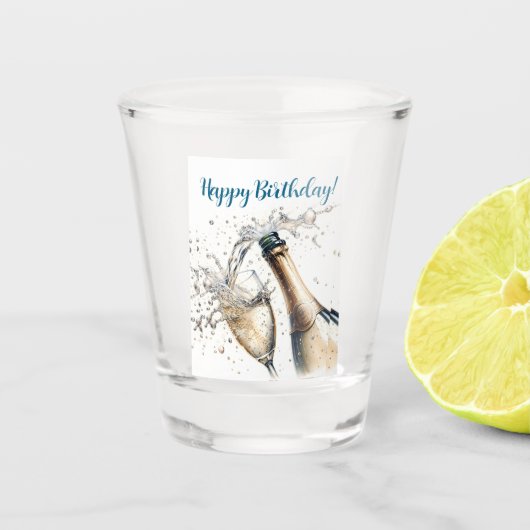 バブリー・シャンパンハッピーバースデー ショットグラス (正面)